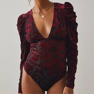 Free People Magic Hour Bodysuit Top Midnight‎ Combo Black Small